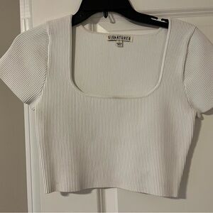 Signature8 Cream Ribbed Crop Top